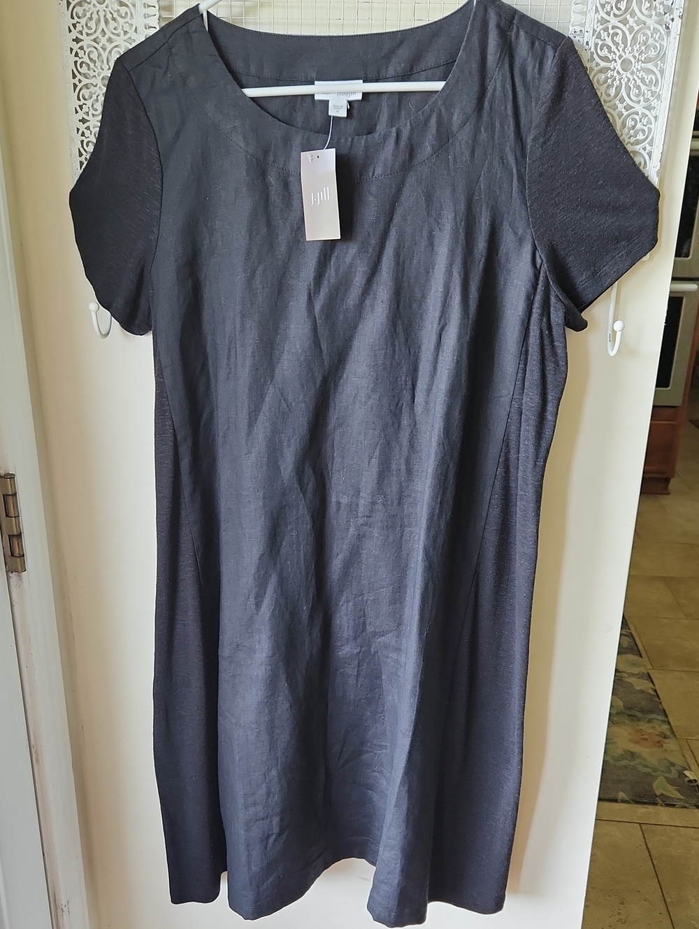 J. Jill NWT Pure Jill Black Short Sleeve Linen‎ Panel Dress Sz M
